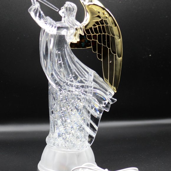 Angels Wings Trumpet Led Light Up Figurine Swirling Glitter Sparkling Snow Globe - Picture 5 of 8